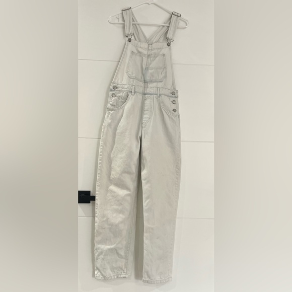 We The Free High Rise Light Blue/White Denim Pant Overalls, Women’s XS - Picture 1 of 12